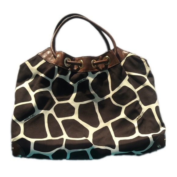 MICHAEL Michael Kors Handbags - Michael Kors canvas giraffe print bag,leather trim